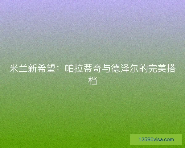 米兰新希望：帕拉蒂奇与德泽尔的完美搭档