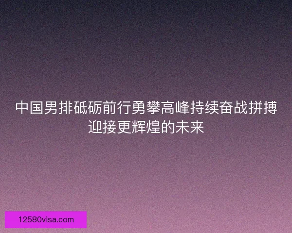 中国男排砥砺前行勇攀高峰持续奋战拼搏迎接更辉煌的未来
